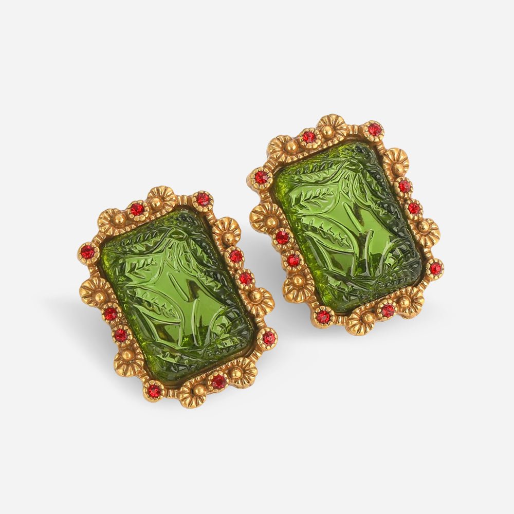 Regency Scarlet Stud Earrings - Voisson