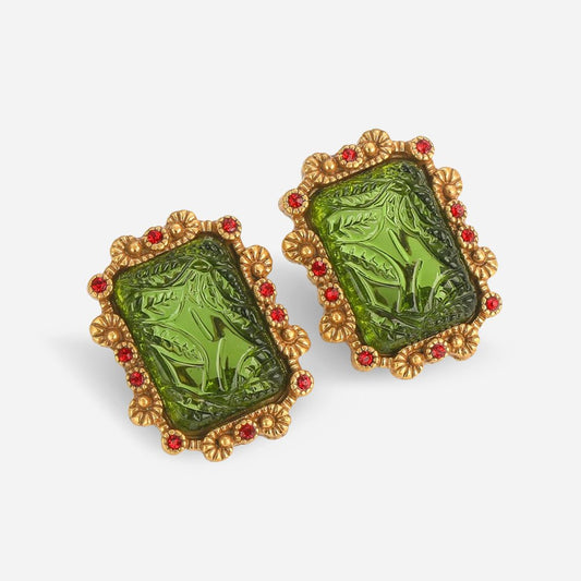 Regency Scarlet Stud Earrings - Voisson