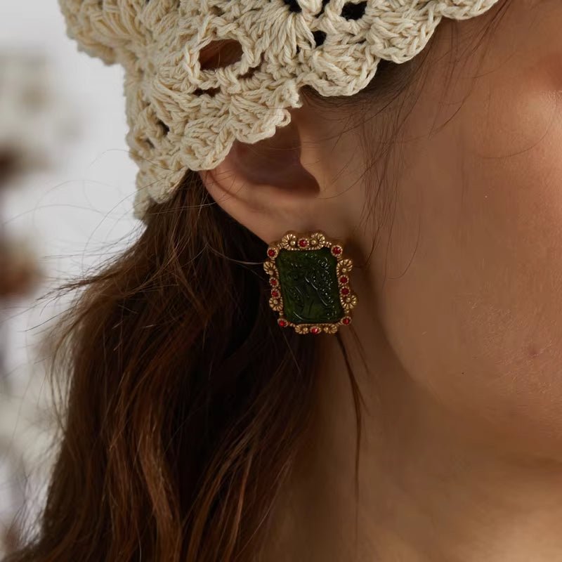 Regency Scarlet Stud Earrings - Voisson