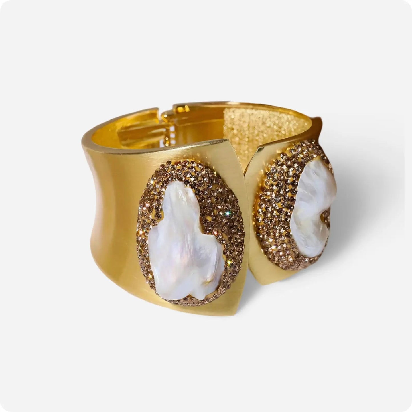 RiverineRadiance Freshwater Pearl Zircon Open Bracelet - Voisson