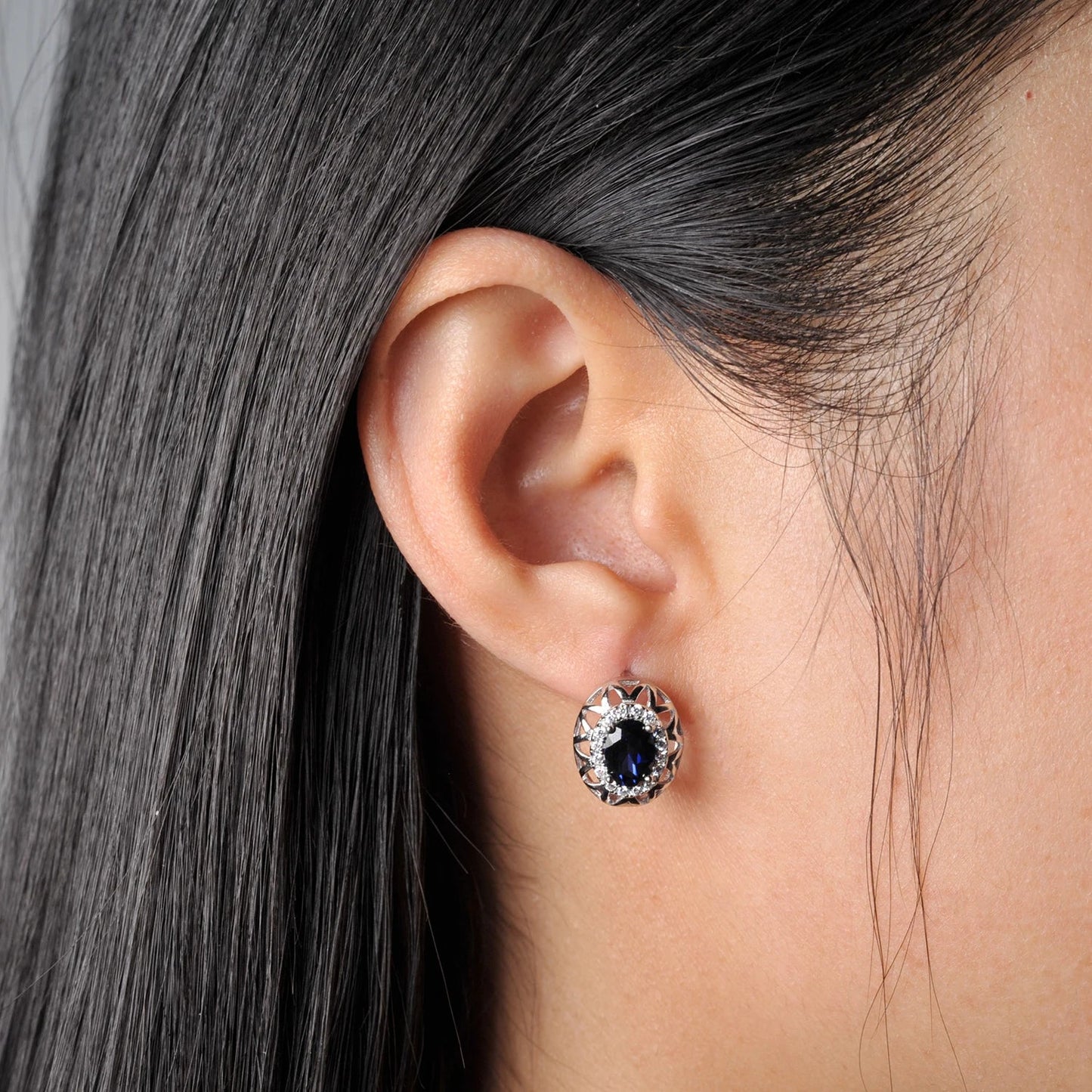 Royal Sapphire Halo Earrings - Voisson