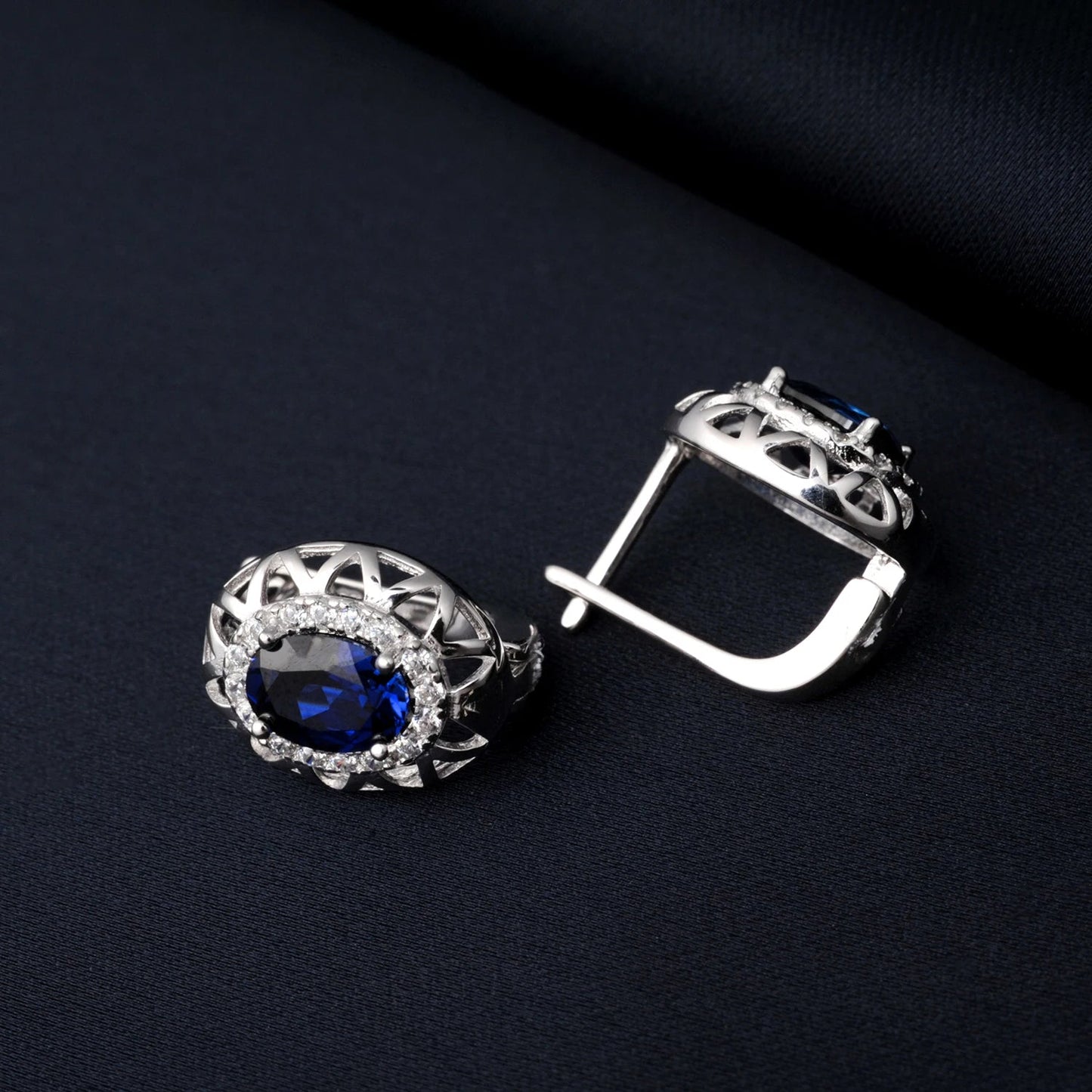 Royal Sapphire Halo Earrings - Voisson