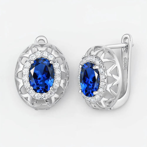 Royal Sapphire Halo Earrings - Voisson