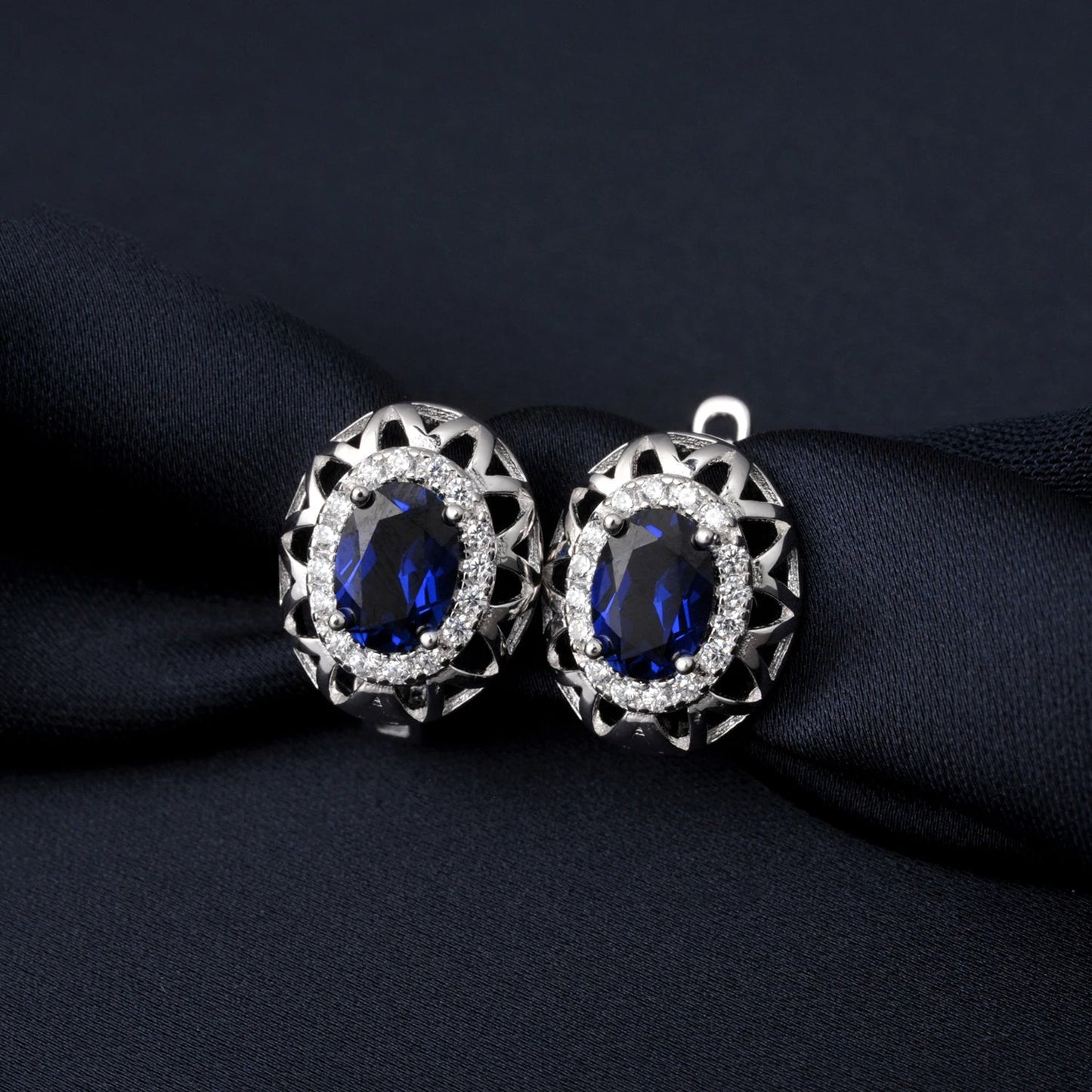 Royal Sapphire Halo Earrings - Voisson