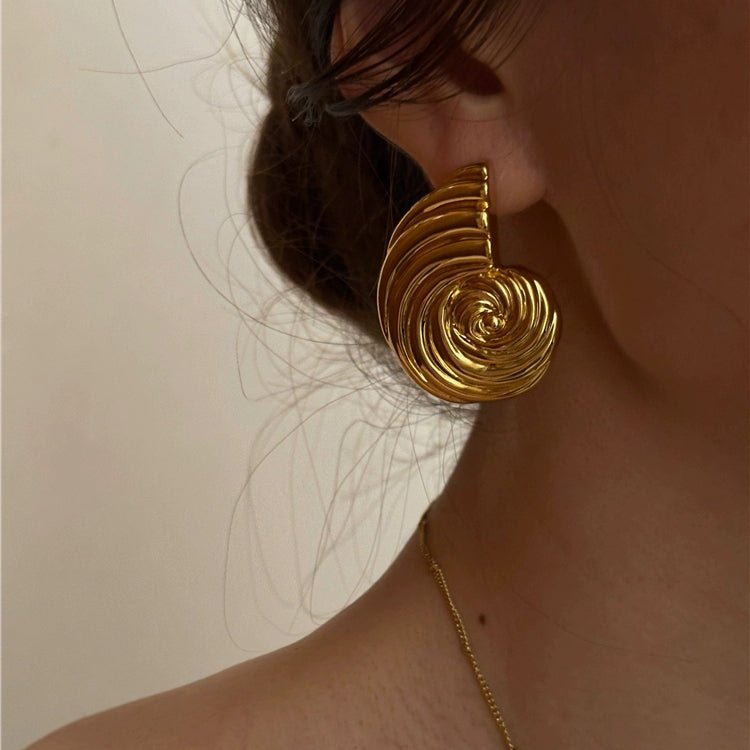 Seashell Swirl Exaggerated Earrings - Voisson