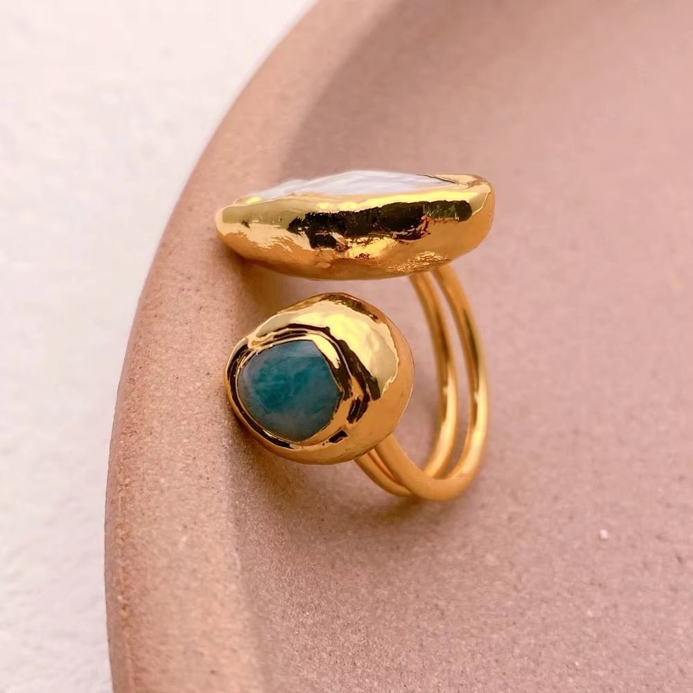 TerraLux Natural Pearl Adjustable Ring - Voisson