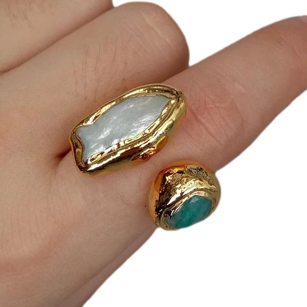 TerraLux Natural Pearl Adjustable Ring - Voisson