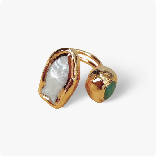 TerraLux Natural Pearl Adjustable Ring - Voisson