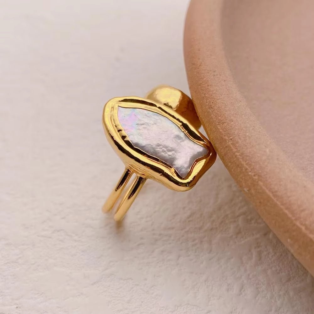 TerraLux Natural Pearl Adjustable Ring - Voisson