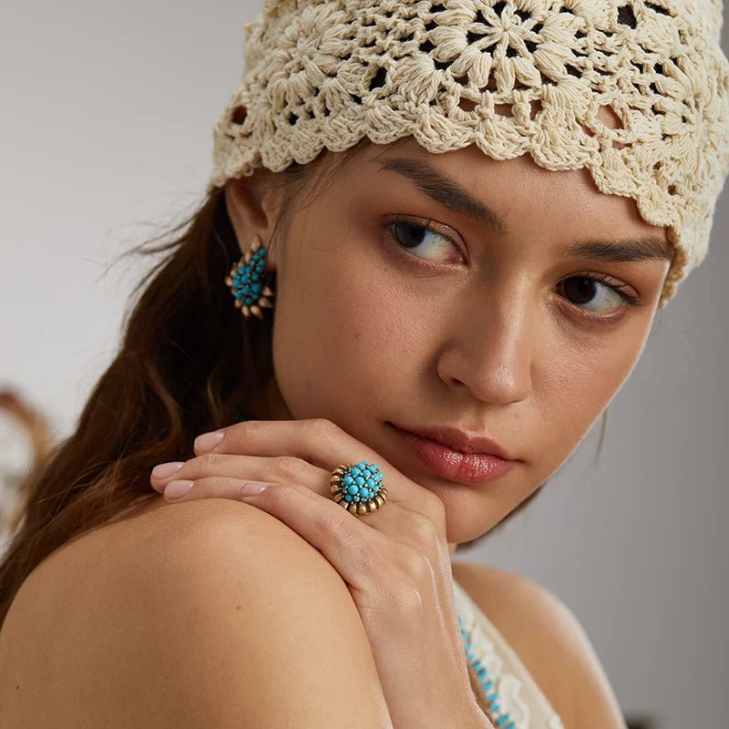Turquoise Bloom Vintage Ring - Voisson