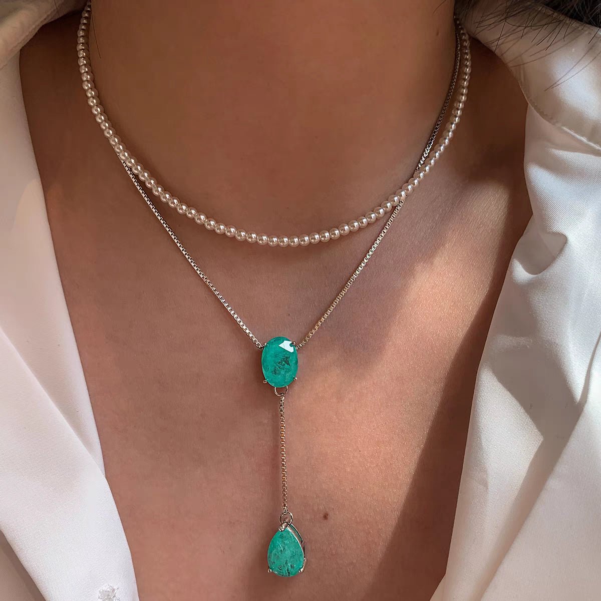 VerdantVow Topaz Chain Necklace - Voisson
