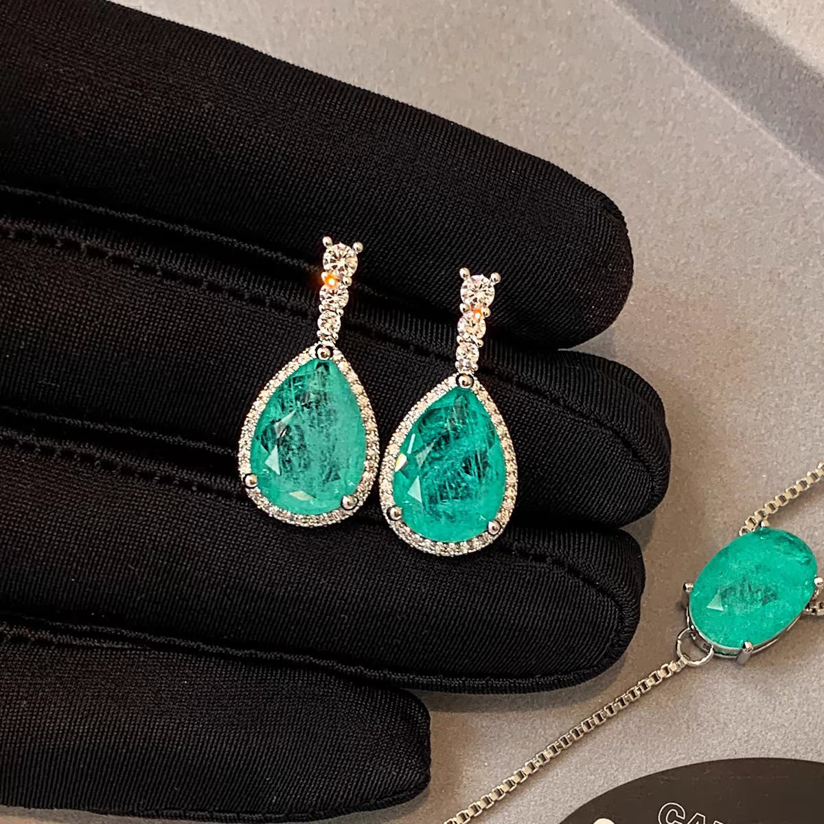 VerdantVow Topaz Zircon Drop Earrings - Voisson
