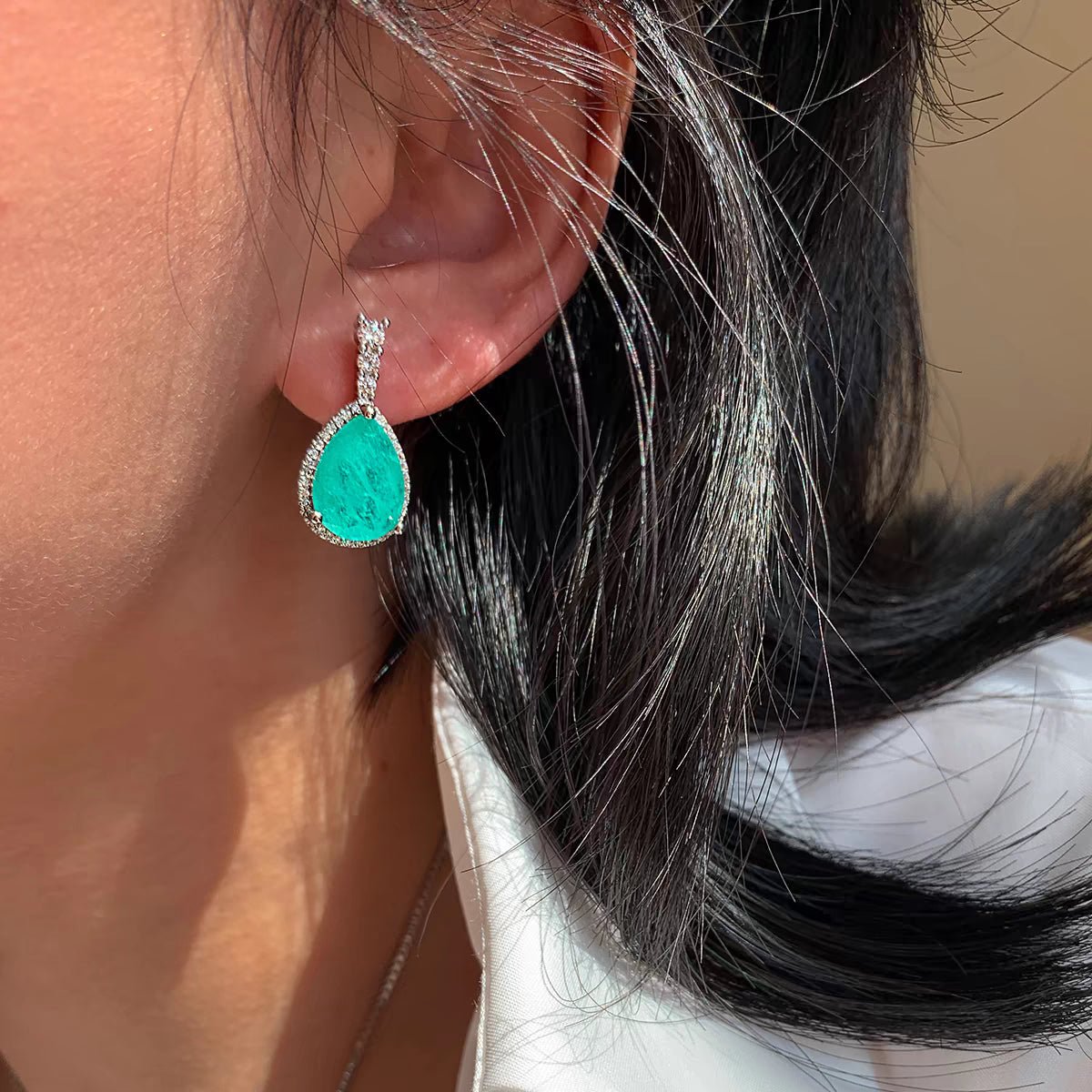 VerdantVow Topaz Zircon Drop Earrings - Voisson