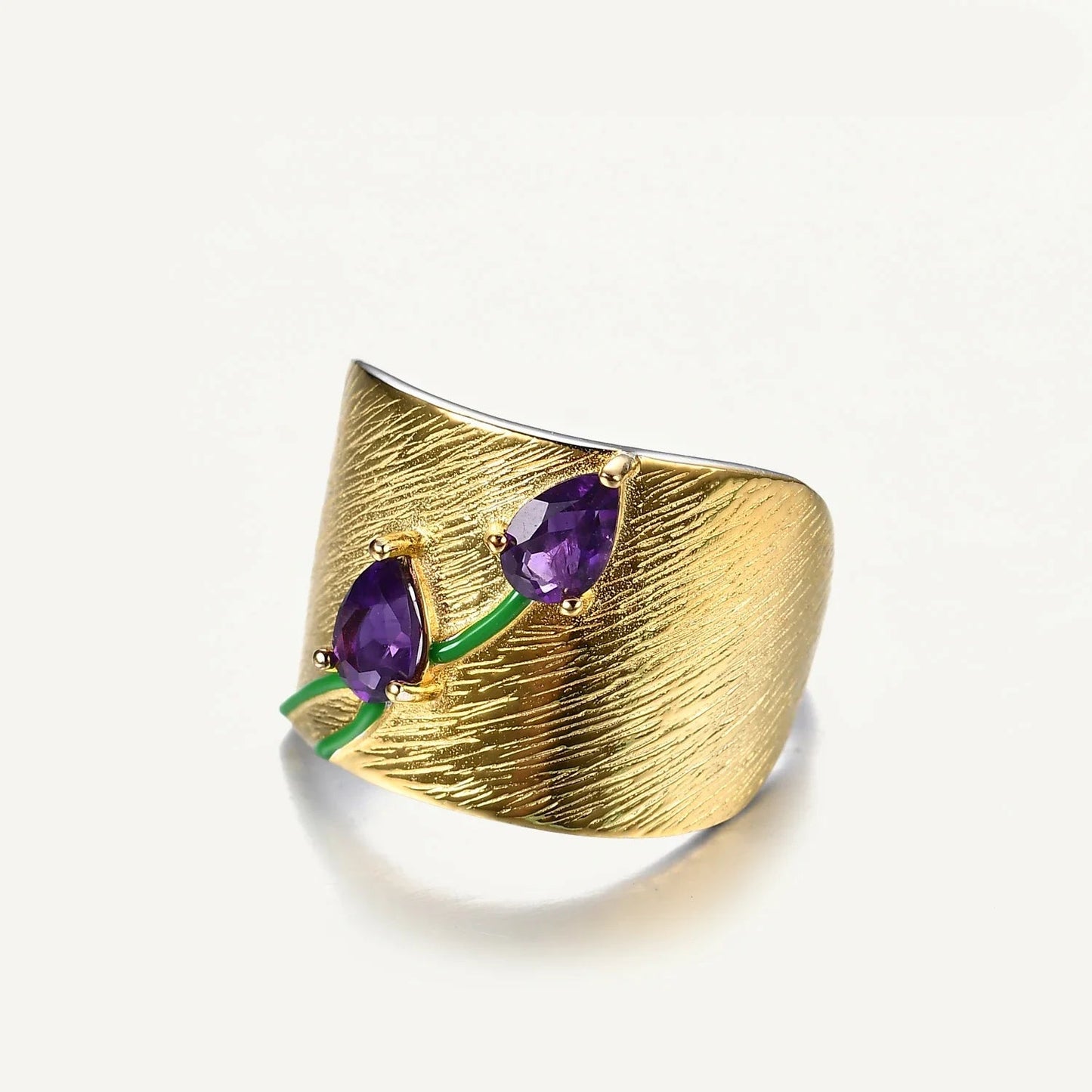 Violet Stem 925 Silver Ring - Voisson
