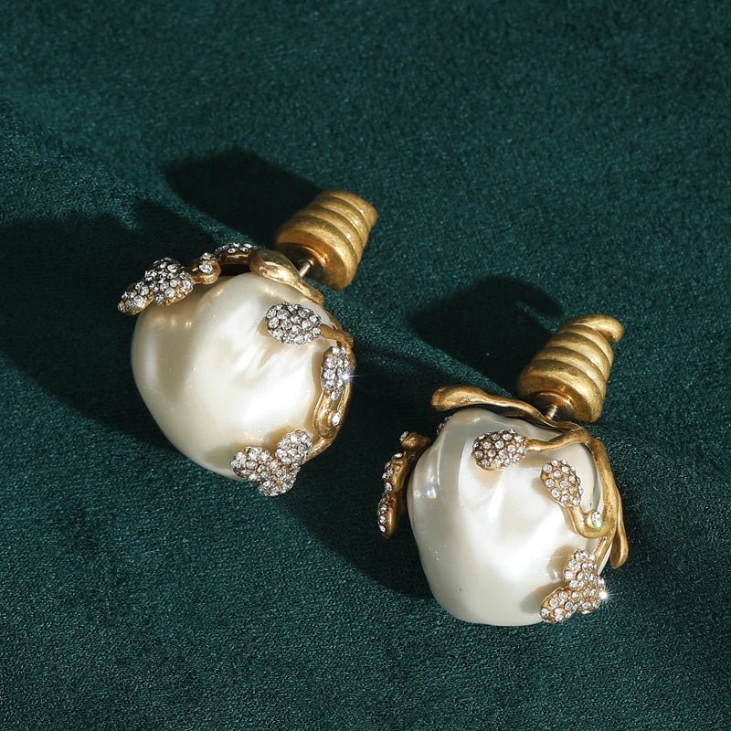 Wildflower Pearl Crown Earrings - Voisson
