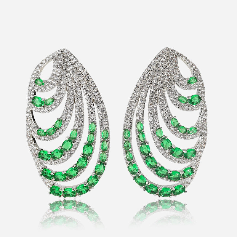 Crystal Opera Cascade Earrings - Elegant Green Necklaces – Voisson