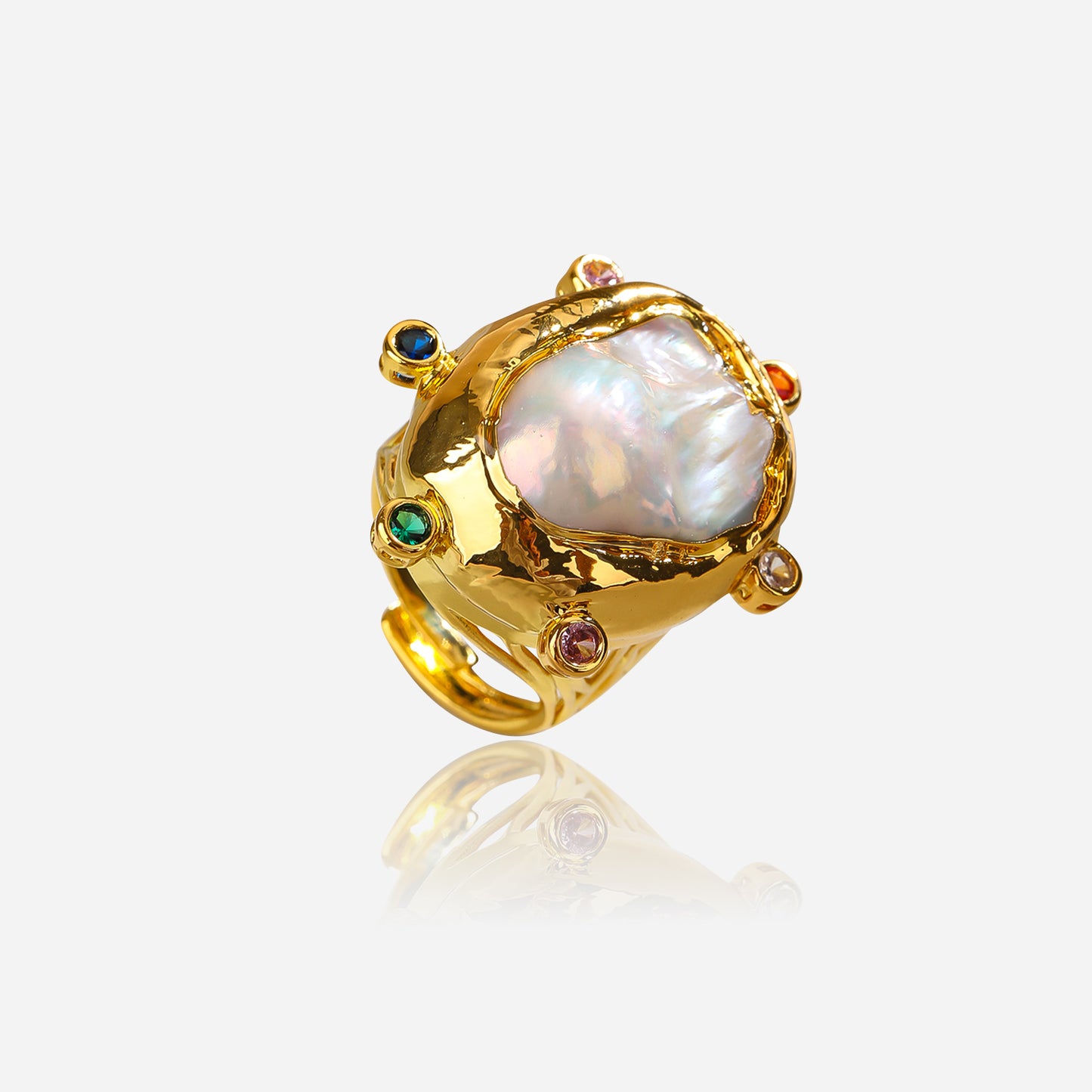 Baroque Pearl Halo Ring