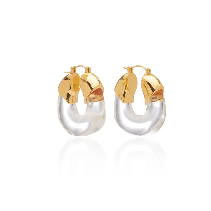 Ombre 18K Gold Resin Clear Hoop Earrings