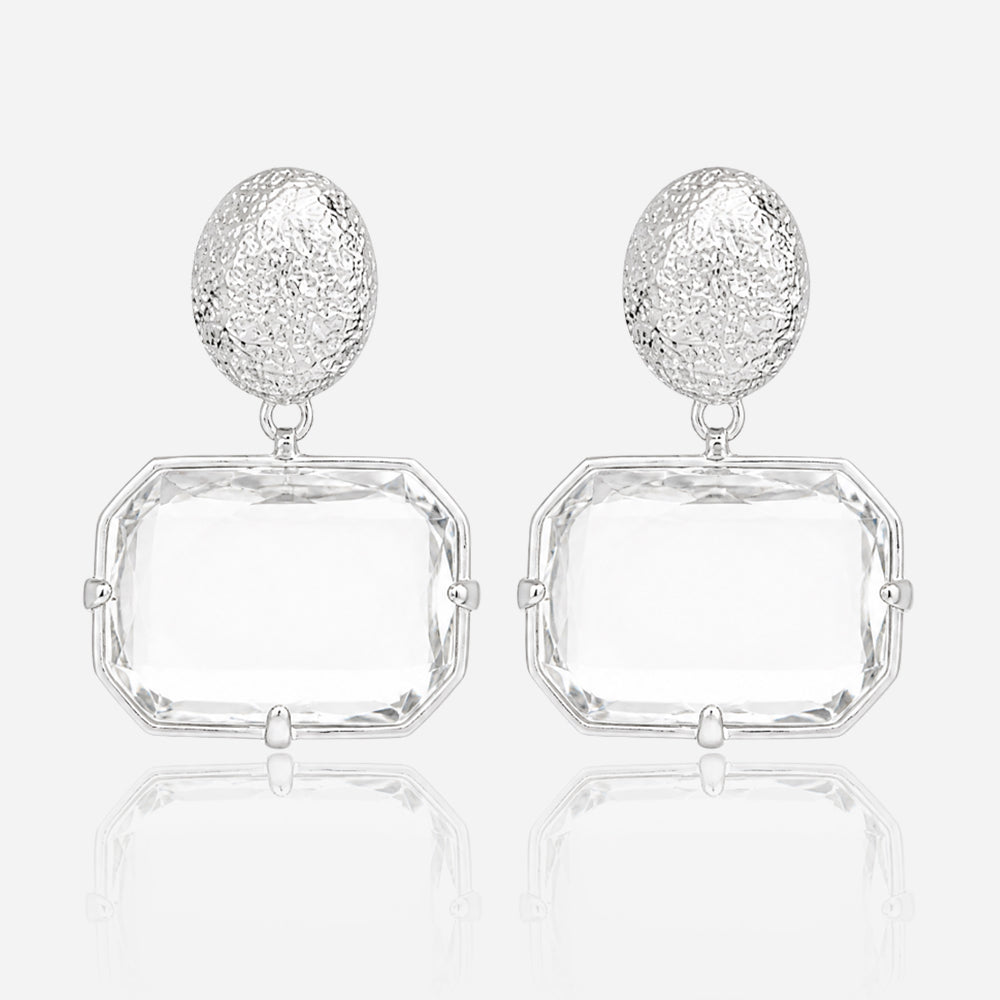Crystal Frame Drop Earrings