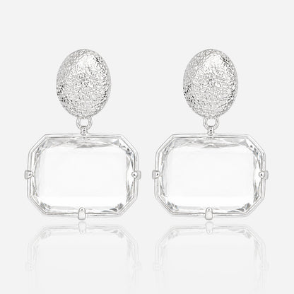 Crystal Frame Drop Earrings