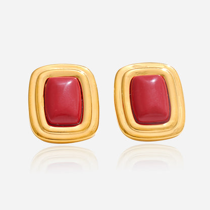Gem Frame Stud Earrings