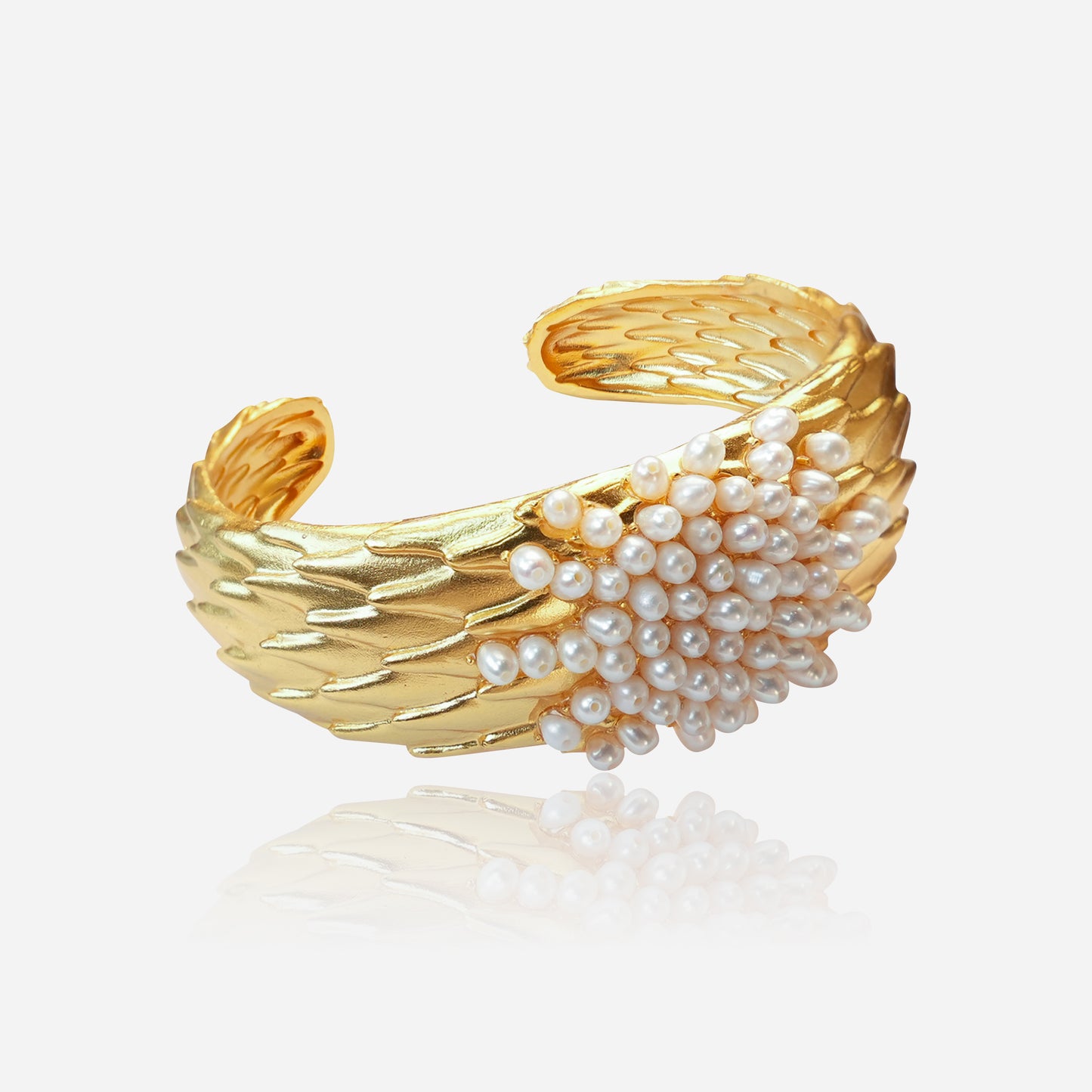 Golden Feather Pearl Cuff