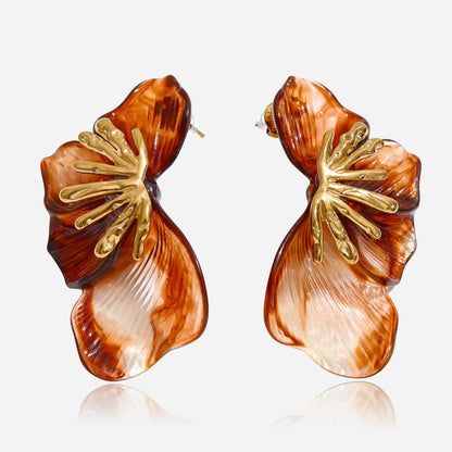 Golden Hibiscus Earrings