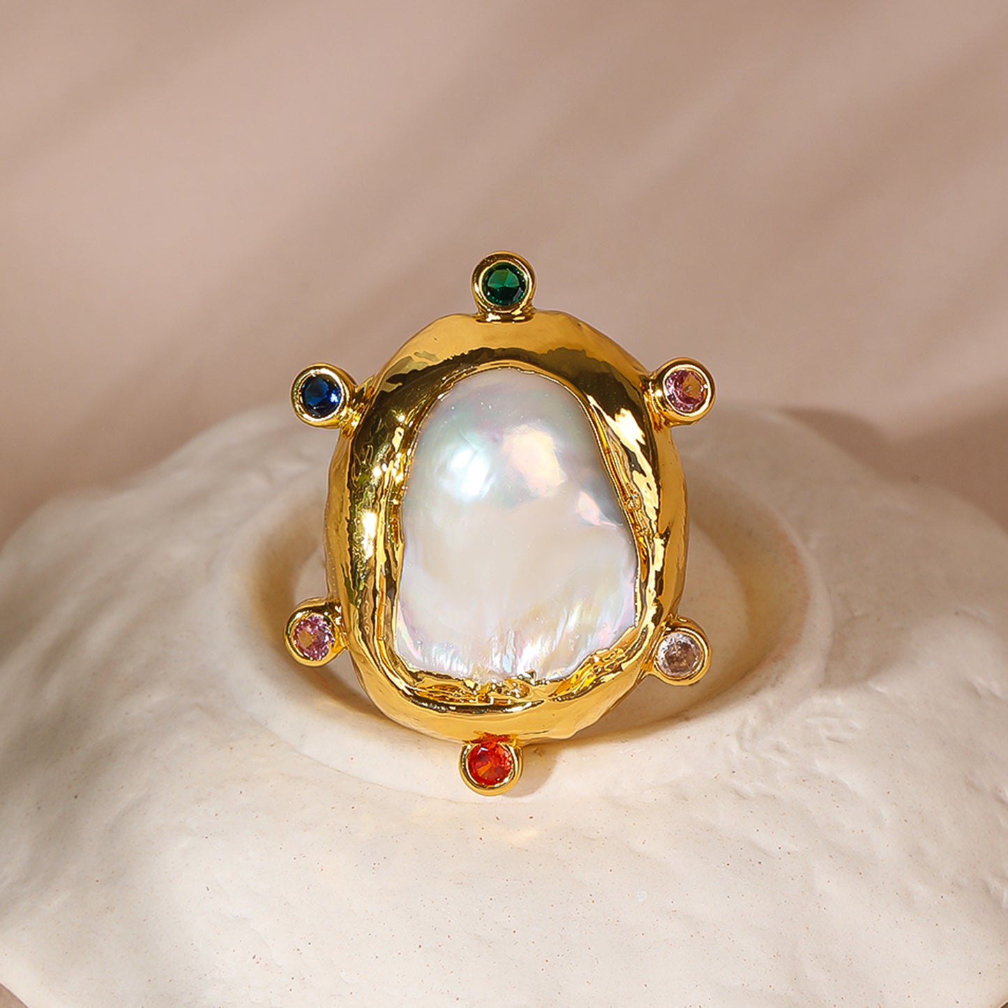 Baroque Pearl Halo Ring