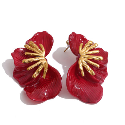 Golden Hibiscus Earrings