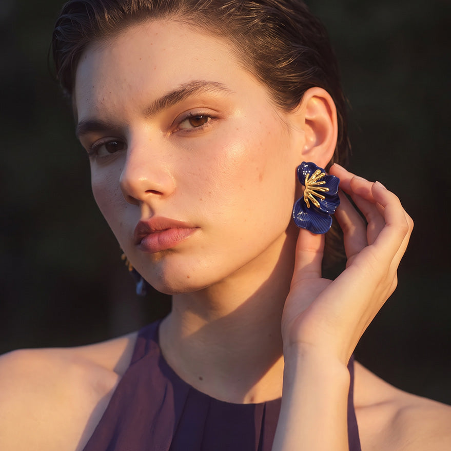 Golden Hibiscus Earrings