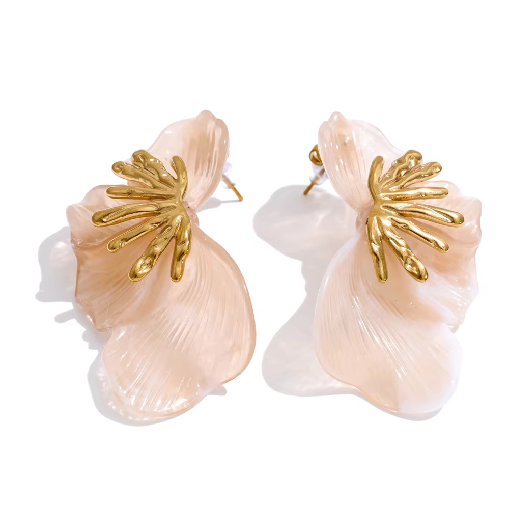 Golden Hibiscus Earrings