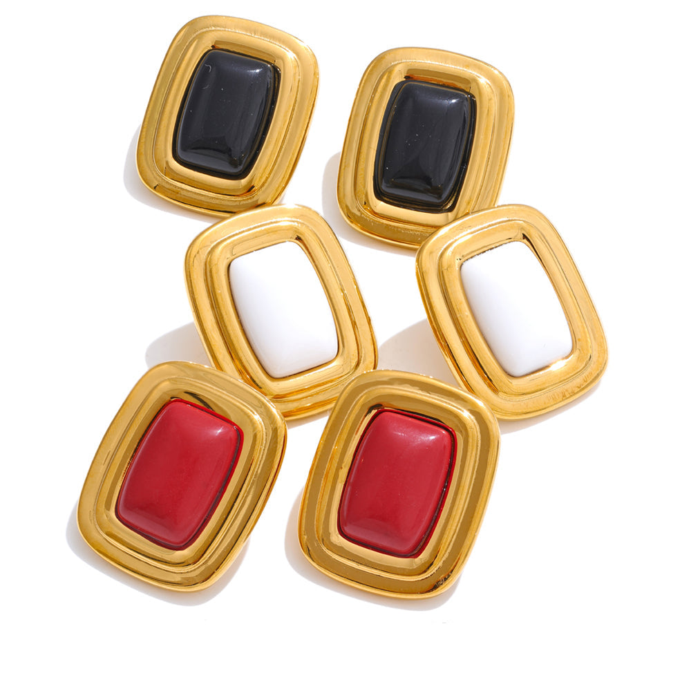 Gem Frame Stud Earrings
