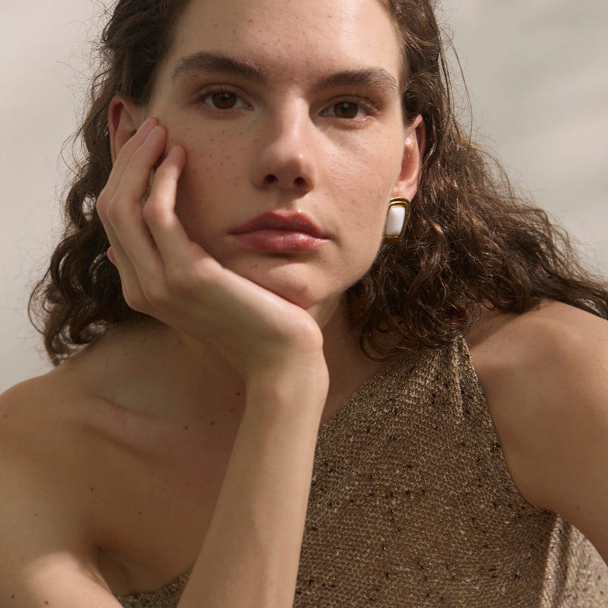 Gem Frame Stud Earrings