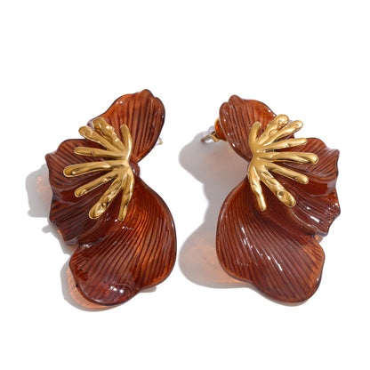 Golden Hibiscus Earrings