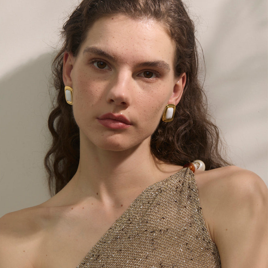 Gem Frame Stud Earrings