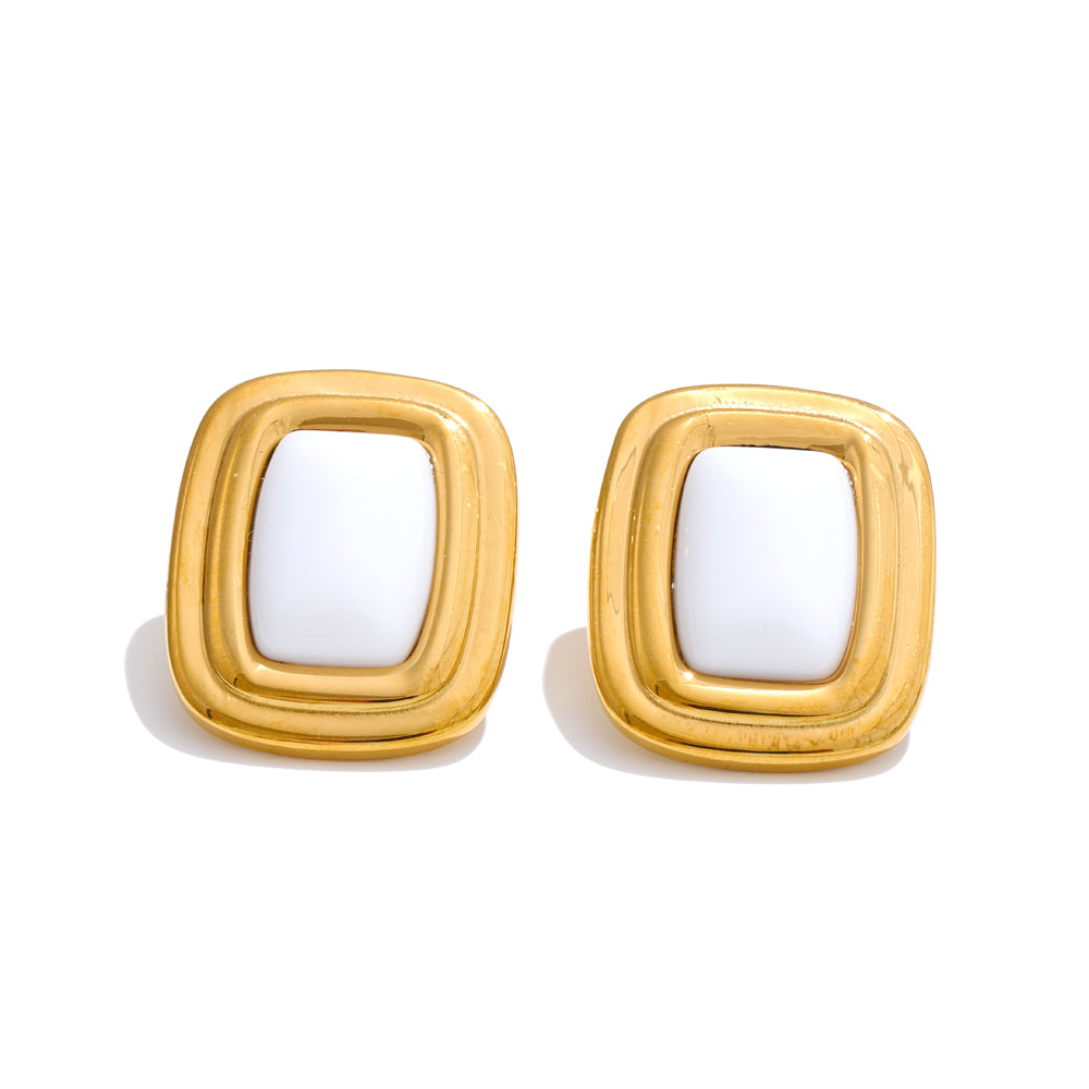 Gem Frame Stud Earrings