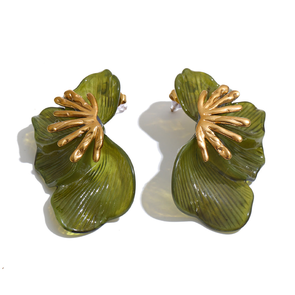 Golden Hibiscus Earrings