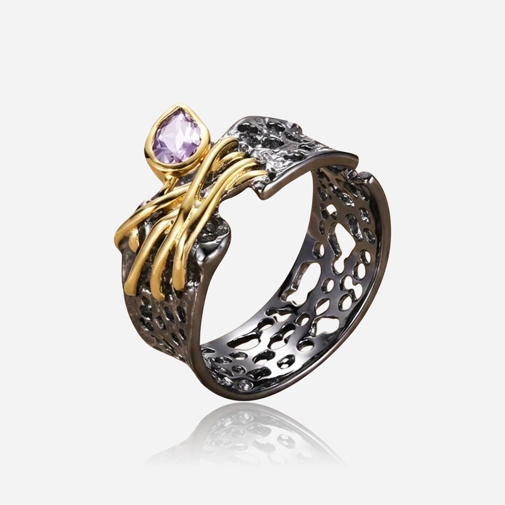 Amethyst Tide 925 Silver Ring - Voisson