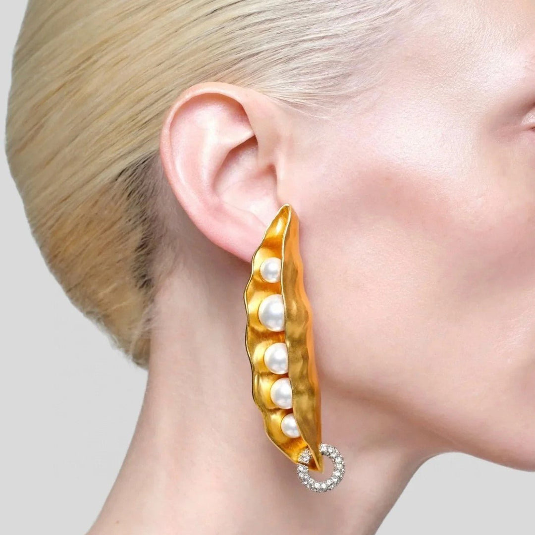 Andrada Pearl Pod Retro Oversized Earrings - Voisson