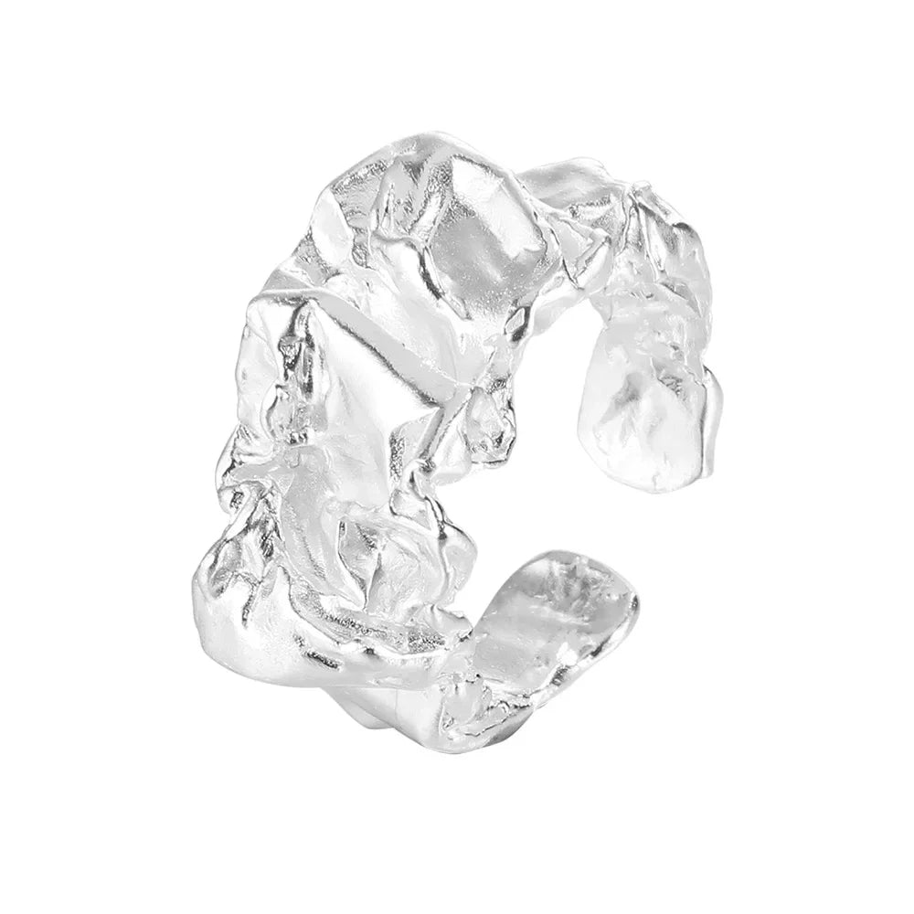 AnomalyArc 925 Silver Irregular Open Ring - Voisson