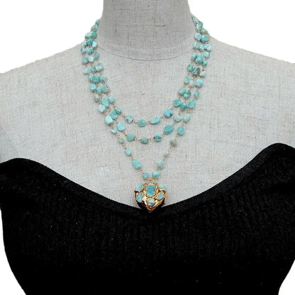 Aqua Aurora Pendant Necklace - Voisson