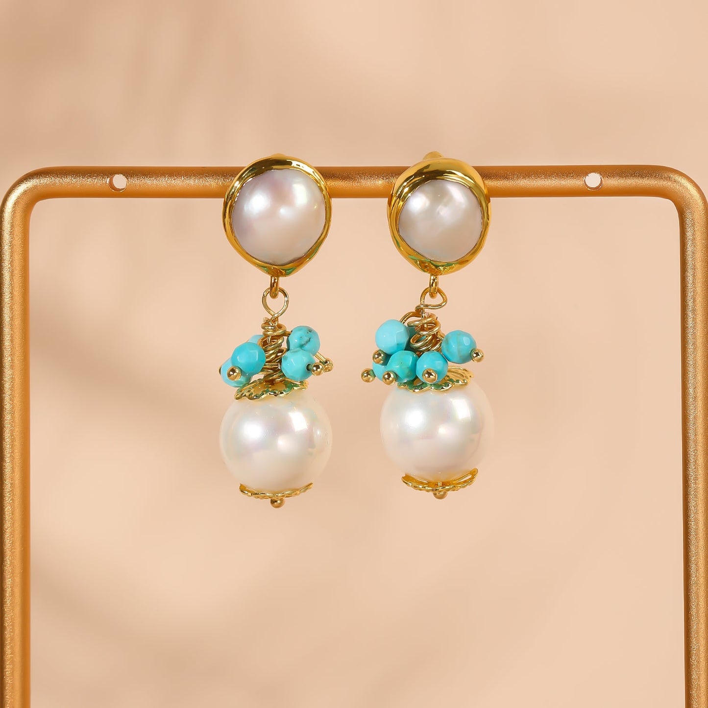 Aqua Flora Pearl Earrings - Voisson