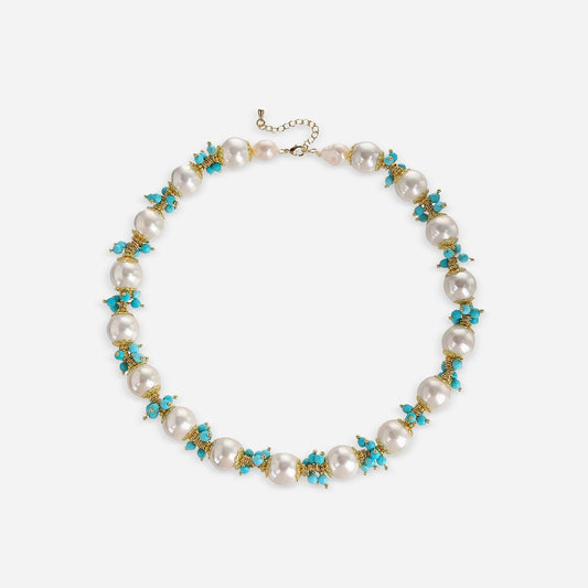 Aqua Flora Pearl Necklace - Voisson