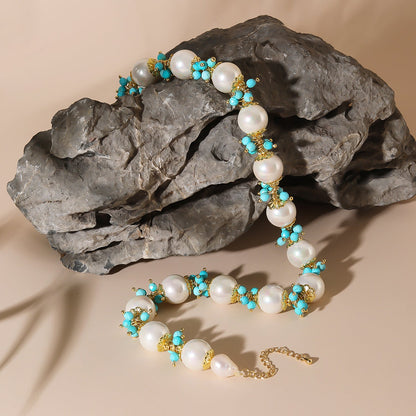 Aqua Flora Pearl Necklace - Voisson