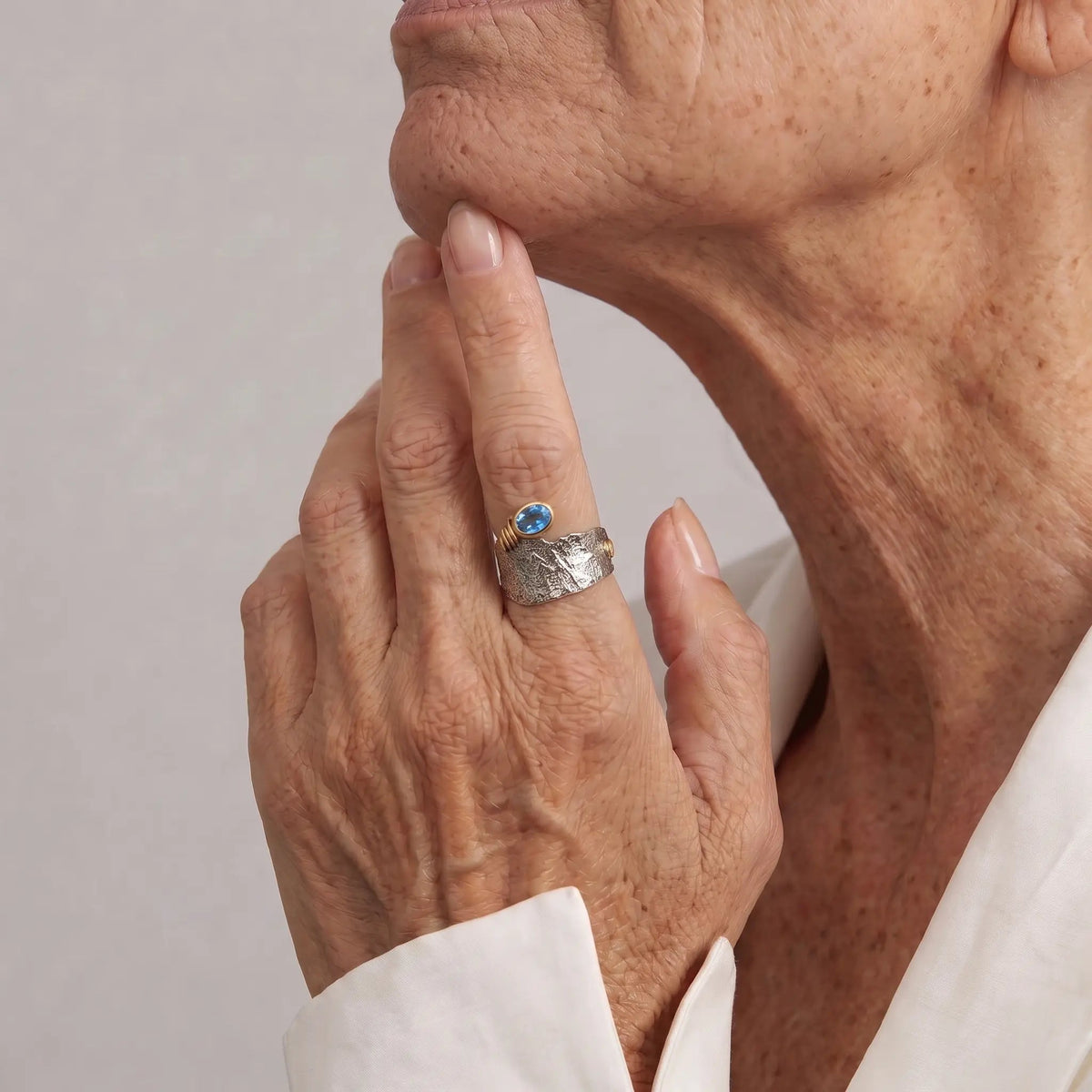 Aqua Relic 925 Silver Ring - Voisson