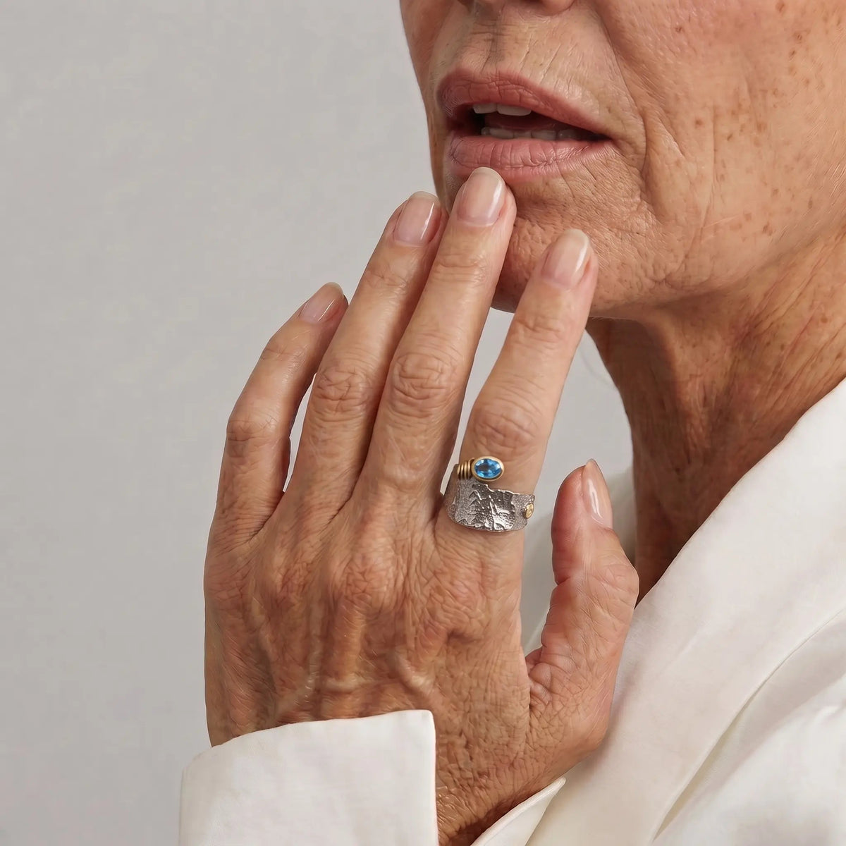 Aqua Relic 925 Silver Ring - Voisson