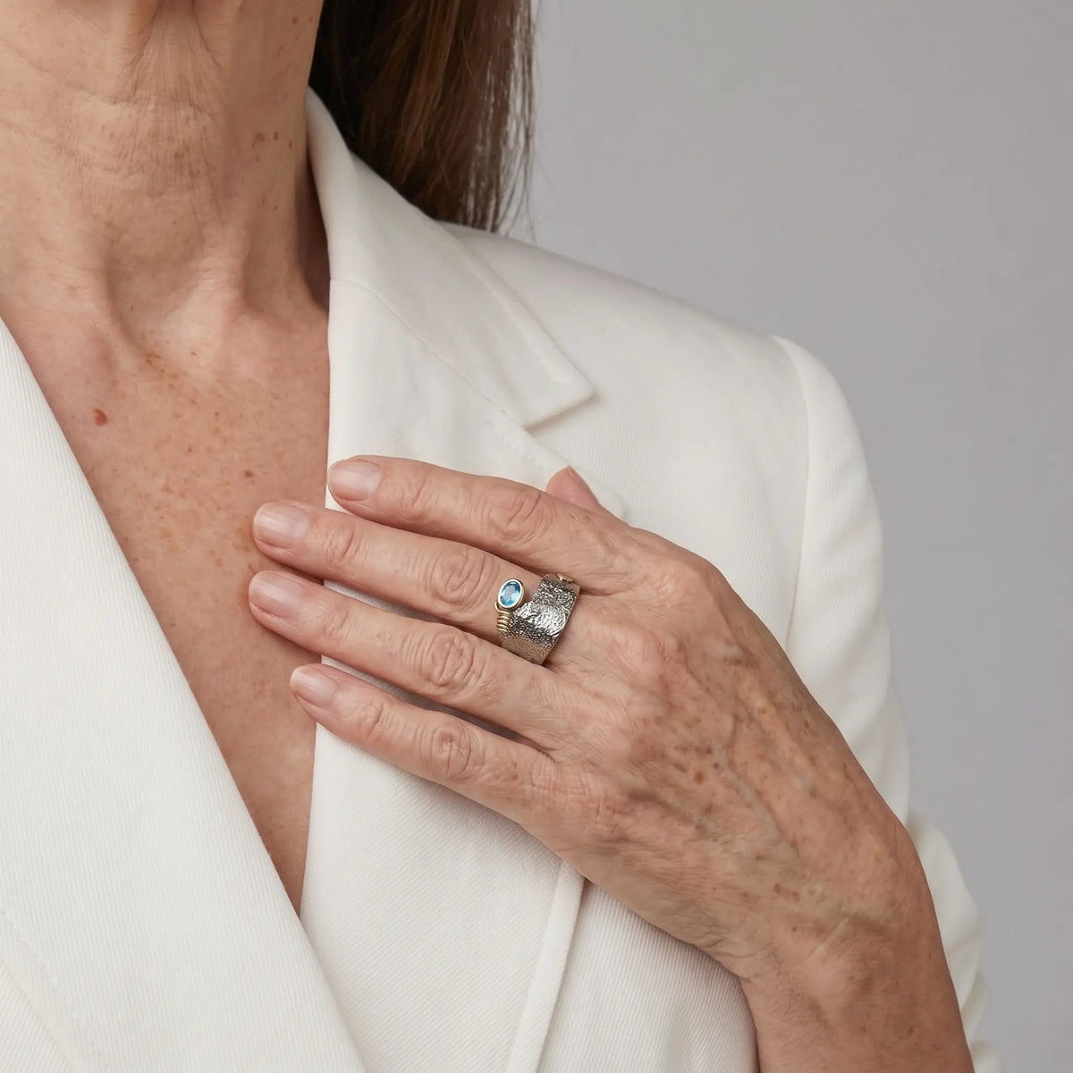 Aqua Relic 925 Silver Ring - Voisson