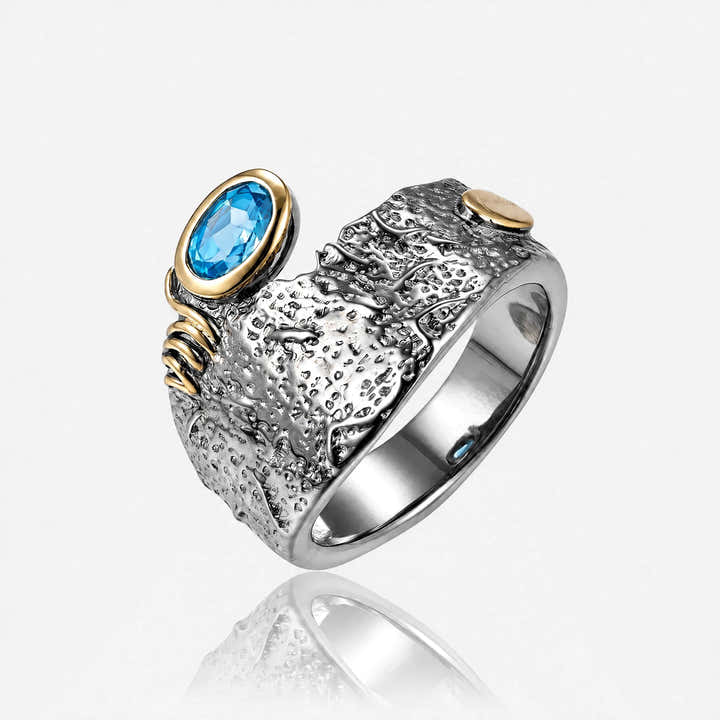 Aqua Relic 925 Silver Ring - Voisson