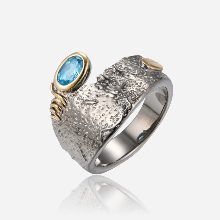 Aqua Relic 925 Silver Ring - Voisson