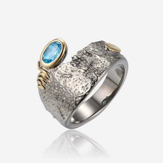 Aqua Relic 925 Silver Ring - Voisson